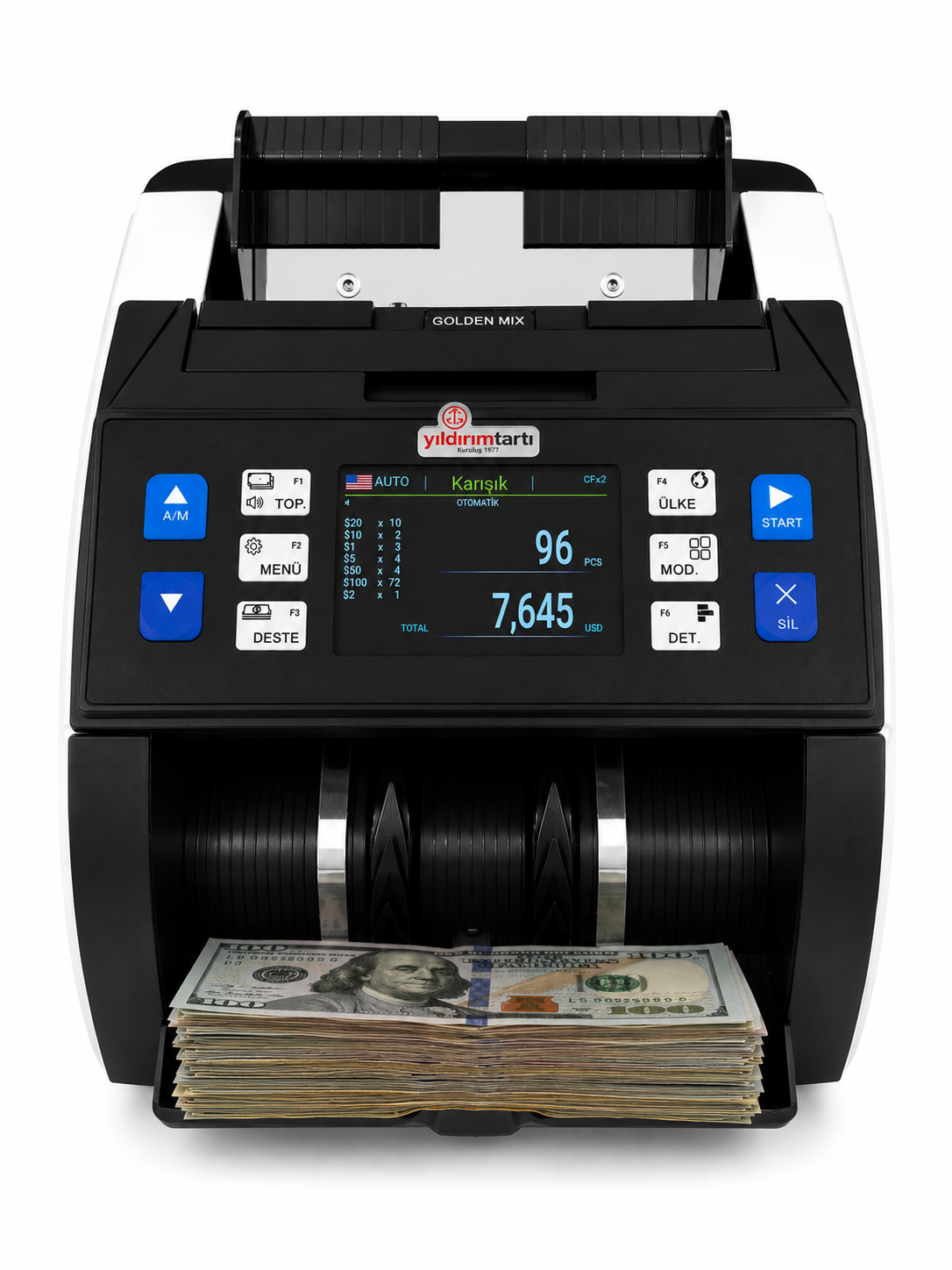 Golden Mix 5 Ülke Karışık Para Sayma Makinesi (TL-EUR-USD-GBP-SYP)